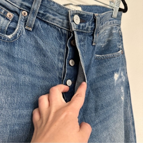 Trave Harper jeans time after time washed cropped straight raw hem distressed 28 - Picture 7 of 9